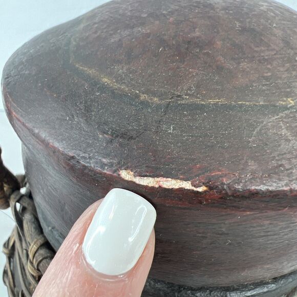 Asian Lacquered Wood And Bamboo Tea Rice Storage Box Home Decor - Picture 6 of 15